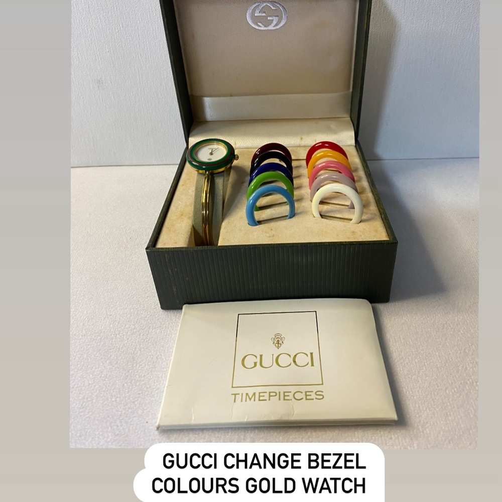 Gucci Gold Watch with Colorful Bezels